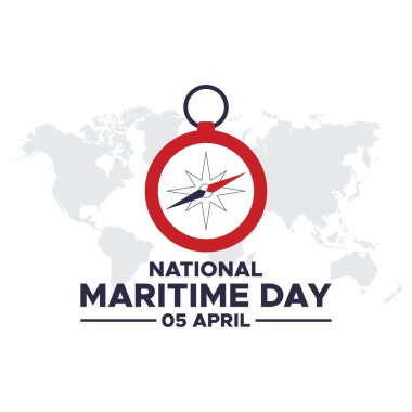 Ulusal Denizcilik Günü Şablon Tasarımı. Ulusal Denizcilik Günü. Geminin direksiyon ve çapasının vektör çizimi. Şablonlar, pankartlar, web, sosyal medya, tebrik kartları vs. için uygundur