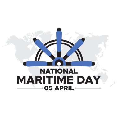 Ulusal Denizcilik Günü Şablon Tasarımı. Ulusal Denizcilik Günü. Geminin direksiyon ve çapasının vektör çizimi. Şablonlar, pankartlar, web, sosyal medya, tebrik kartları vs. için uygundur