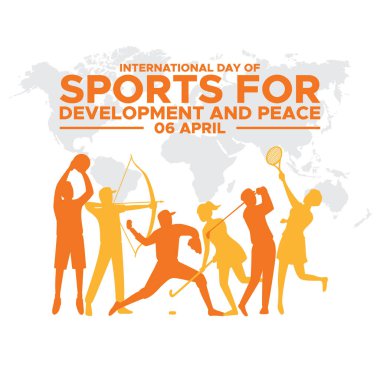 Uluslararası Gelişim ve Barış için Spor Günü. Gelişim ve Barış Vektörü İllüzyonu Spor Günü. Tebrik kartı afişi ve afişi için uygun.