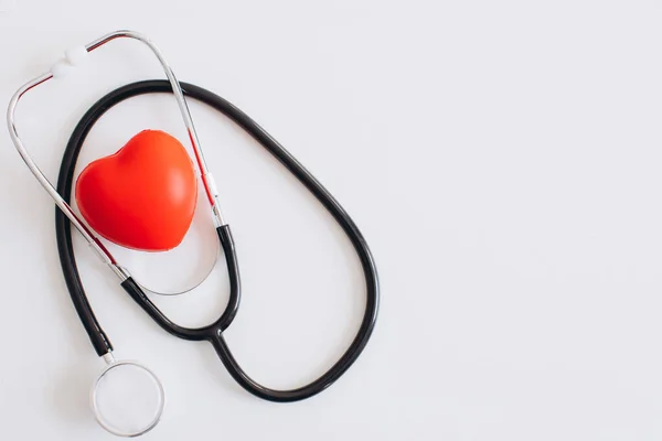 Heart Stethoscope Isolated White Background Concept Healthcare Diagnosis Medical Cardiac — Stock Photo, Image
