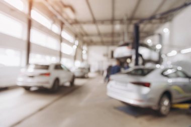 Araç servis merkezi vücut boyama atölyesi bulanık arkaplan