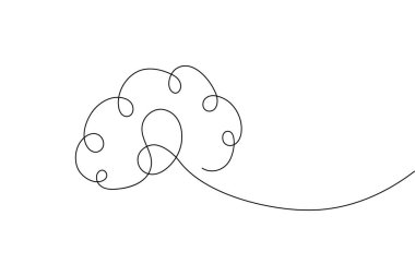 İnsan beyni sürekli bir çizgi çizer ve minimalist stil ana hatları izole eder.