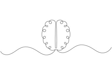 İnsan beyni sürekli bir çizgi çizer ve minimalist stil ana hatları izole eder.