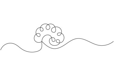 İnsan beyni sürekli bir çizgi çizer ve minimalist stil ana hatları izole eder.