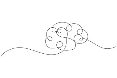 İnsan beyni sürekli bir çizgi çizer ve minimalist stil ana hatları izole eder.