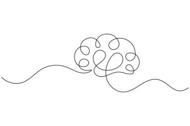 İnsan beyni sürekli bir çizgi çizer ve minimalist stil ana hatları izole eder.