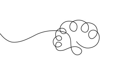 İnsan beyni sürekli bir çizgi çizer ve minimalist stil ana hatları izole eder.