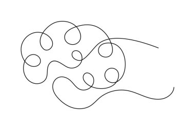 İnsan beyni sürekli bir çizgi çizer ve minimalist stil ana hatları izole eder.