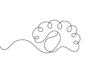 İnsan beyni sürekli bir çizgi çizer ve minimalist stil ana hatları izole eder.