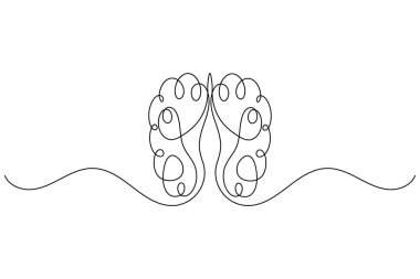 İnsan beyni sürekli bir çizgi çizer ve minimalist stil ana hatları izole eder.