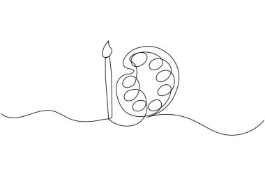 Palet resim fırçasını sürekli bir çizgi çizimi ve minimalist stil dış hat vektör simgesini izole et