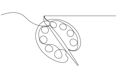 Palet resim fırçasını sürekli bir çizgi çizimi ve minimalist stil dış hat vektör simgesini izole et