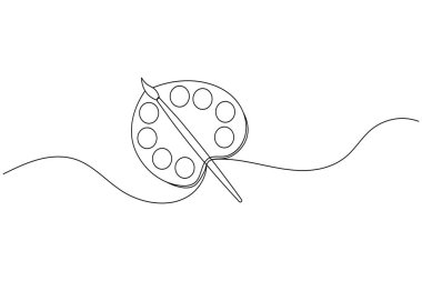 Palet resim fırçasını sürekli bir çizgi çizimi ve minimalist stil dış hat vektör simgesini izole et