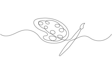 Palet resim fırçasını sürekli bir çizgi çizimi ve minimalist stil dış hat vektör simgesini izole et