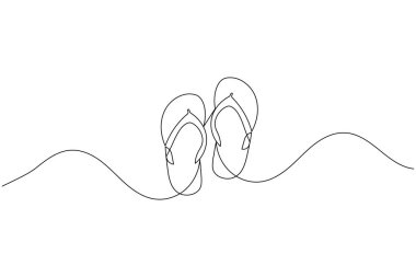 Plaj terlikleri bir çizgi çizer ve minimalist tarzda taslak vektör simgesini izole eder