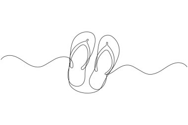 Plaj terlikleri bir çizgi çizer ve minimalist tarzda taslak vektör simgesini izole eder