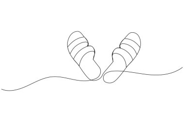 Plaj terlikleri bir çizgi çizer ve minimalist tarzda taslak vektör simgesini izole eder