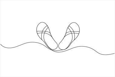 Plaj terlikleri bir çizgi çizer ve minimalist tarzda taslak vektör simgesini izole eder