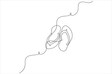 Plaj terlikleri bir çizgi çizer ve minimalist tarzda taslak vektör simgesini izole eder