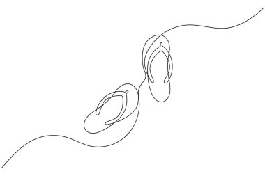 Plaj terlikleri bir çizgi çizer ve minimalist tarzda taslak vektör simgesini izole eder