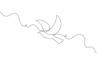 Kuş sürekli bir çizgi çizimi ve minimalist stil ana çizim çizimini izole eder
