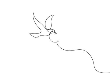 Kuş sürekli bir çizgi çizimi ve minimalist stil ana çizim çizimini izole eder