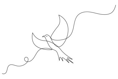 Kuş sürekli bir çizgi çizimi ve minimalist stil ana çizim çizimini izole eder