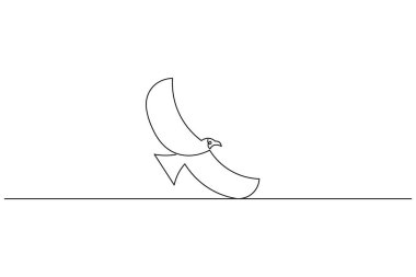 Kuş sürekli bir çizgi çizimi ve minimalist stil ana çizim çizimini izole eder