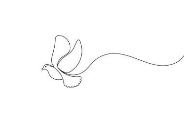 Kuş sürekli bir çizgi çizimi ve minimalist stil ana çizim çizimini izole eder