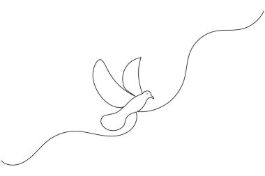 Bird continuous one line drawing and minimalist style isolate outline vector illustration clipart