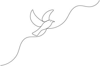 Kuş sürekli bir çizgi çizimi ve minimalist stil ana çizim çizimini izole eder