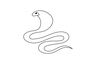 Yılan aralıksız bir çizgi çizer ve minimalist stil dış hat vektör simgesini izole eder