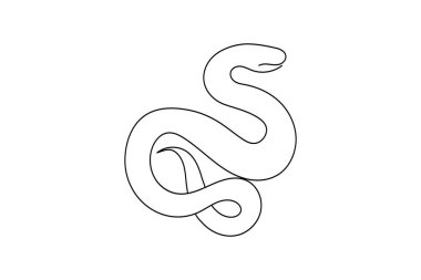 Yılan aralıksız bir çizgi çizer ve minimalist stil dış hat vektör simgesini izole eder