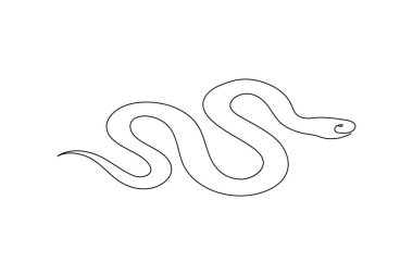 Yılan aralıksız bir çizgi çizer ve minimalist stil dış hat vektör simgesini izole eder