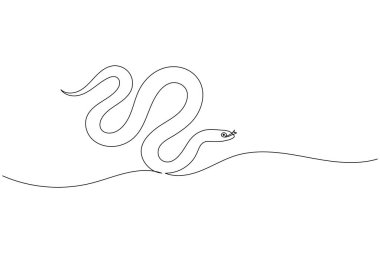 Yılan aralıksız bir çizgi çizer ve minimalist stil dış hat vektör simgesini izole eder