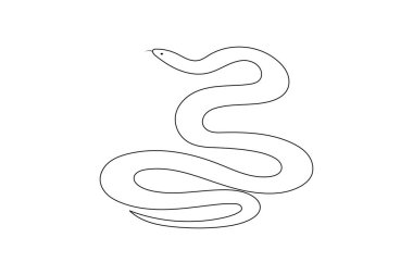 Yılan aralıksız bir çizgi çizer ve minimalist stil dış hat vektör simgesini izole eder