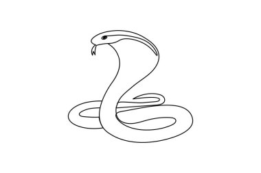 Yılan aralıksız bir çizgi çizer ve minimalist stil dış hat vektör simgesini izole eder