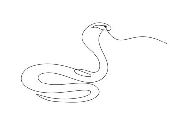 Yılan aralıksız bir çizgi çizer ve minimalist stil dış hat vektör simgesini izole eder