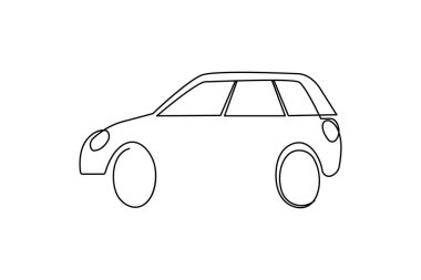 Araba bir çizgi çizimi ve minimalist stil ana hatlı araba çizimi illüstrasyonunu ayır