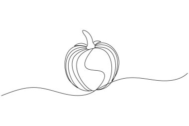 Pumpkin continuous one line drawing and minimalist style isolate outline vector illustration clipart