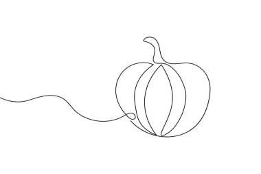 Pumpkin continuous one line drawing and minimalist style isolate outline vector illustration clipart