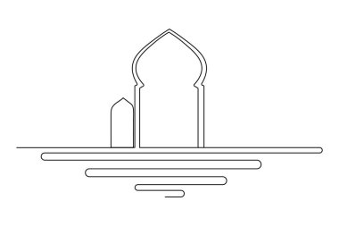 İslami pencere simgesi Tek satır halinde basit siluet vektör çizimi