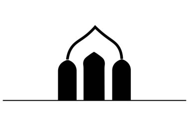 İslami pencere simgesi Tek satır halinde basit siluet vektör çizimi