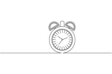 Saat sürekli bir çizgi çizimi ve minimalist biçim dış hat vektör simgesini izole eder