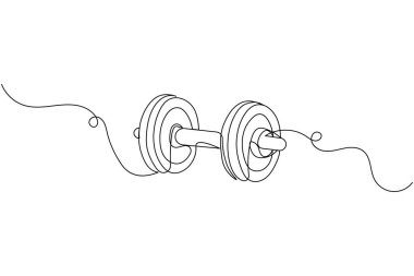 Dumbbell sürekli bir çizim ve minimalist biçim dış hat vektör simgesini izole eder