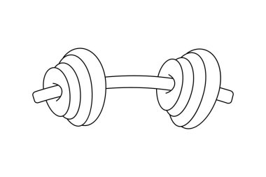 Dumbbell sürekli bir çizim ve minimalist biçim dış hat vektör simgesini izole eder