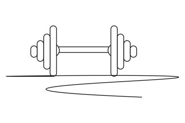 Dumbbell sürekli bir çizim ve minimalist biçim dış hat vektör simgesini izole eder