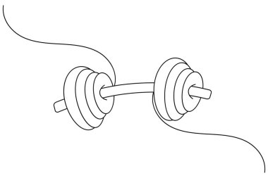 Dumbbell sürekli bir çizim ve minimalist biçim dış hat vektör simgesini izole eder