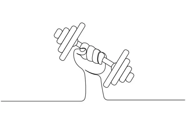 Dumbbell sürekli bir çizim ve minimalist biçim dış hat vektör simgesini izole eder