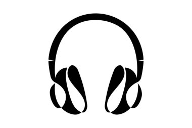 Kulaklık silueti vektörü minimalist biçim dış hat vektör illüstrasyonunu izole et